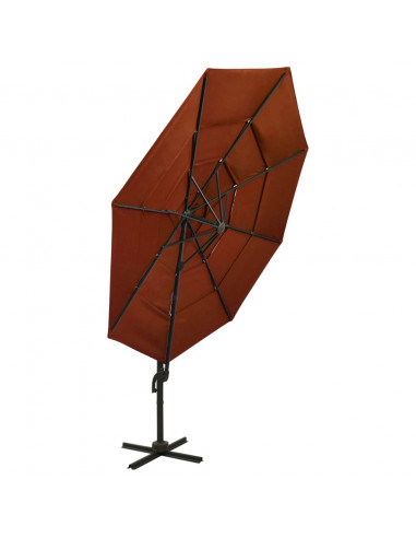 Ombrellone a 4 Livelli con Palo in Alluminio Terracotta 3x3 m