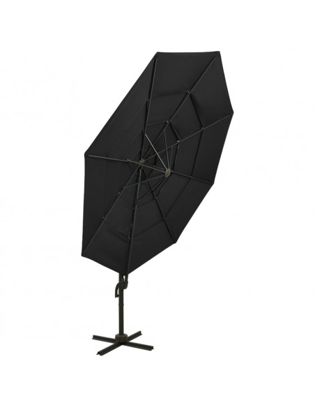 Ombrellone a 4 Livelli con Palo in Alluminio Nero 3x3 m