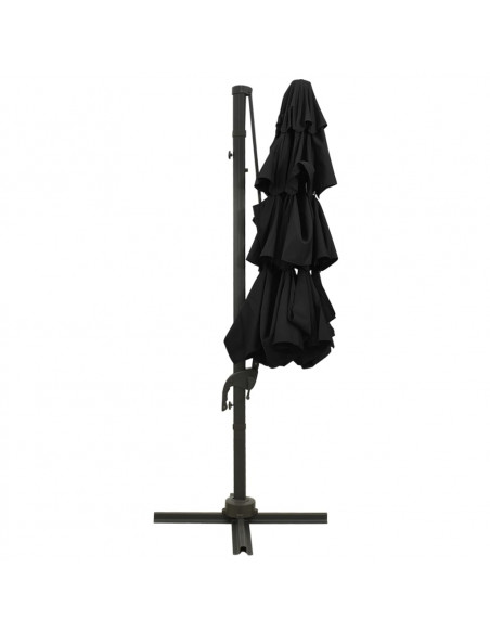Ombrellone a 4 Livelli con Palo in Alluminio Nero 3x3 m
