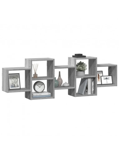 Mensola a Muro Grigio Sonoma 129x18x42 cm in Truciolato