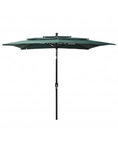Ombrellone a 3 Livelli con Palo in Alluminio Verde 2,5x2,5 m 2
