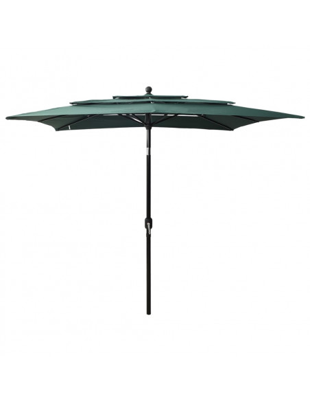 Ombrellone a 3 Livelli con Palo in Alluminio Verde 2,5x2,5 m