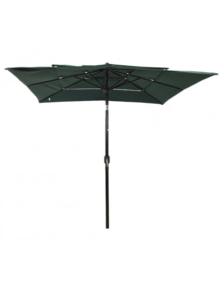 Ombrellone a 3 Livelli con Palo in Alluminio Verde 2,5x2,5 m