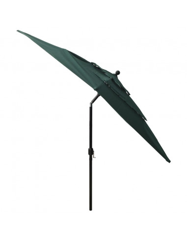 Ombrellone a 3 Livelli con Palo in Alluminio Verde 2,5x2,5 m