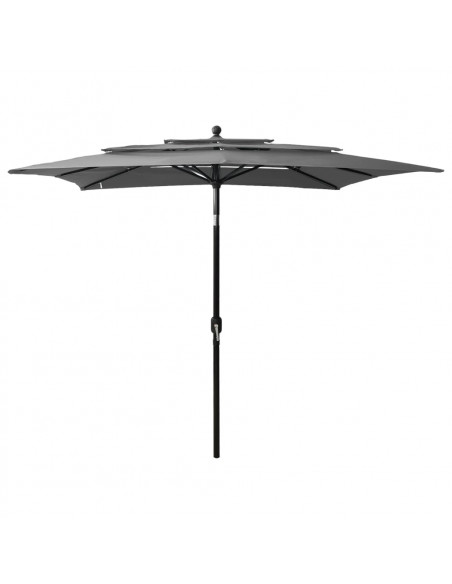 Ombrellone a 3 Livelli con Palo in Alluminio Antracite 2,5x2,5m