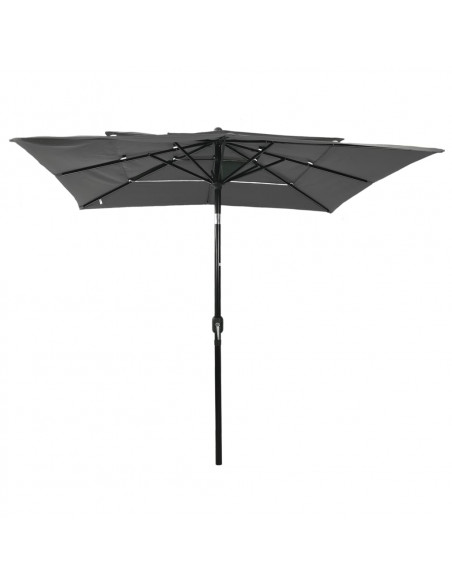 Ombrellone a 3 Livelli con Palo in Alluminio Antracite 2,5x2,5m