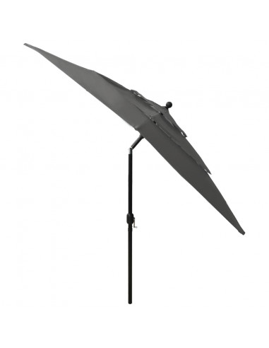 Ombrellone a 3 Livelli con Palo in Alluminio Antracite 2,5x2,5m