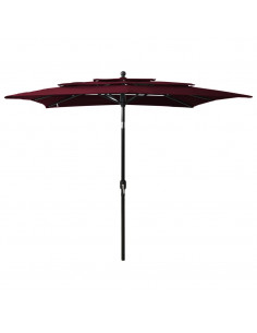 Ombrellone a 3 Livelli Palo in Alluminio Rosso Bordò 2,5x2,5 m 2