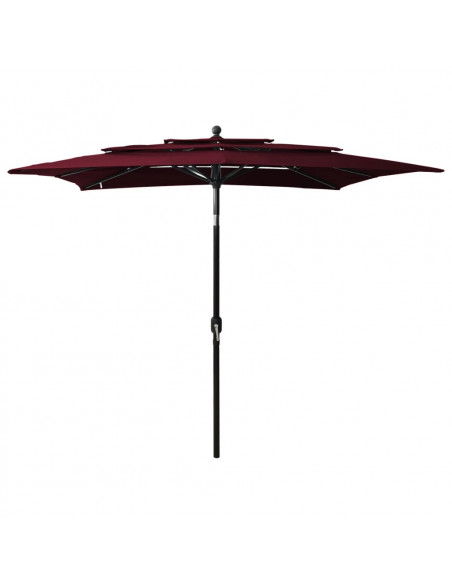 Ombrellone a 3 Livelli Palo in Alluminio Rosso Bordò 2,5x2,5 m