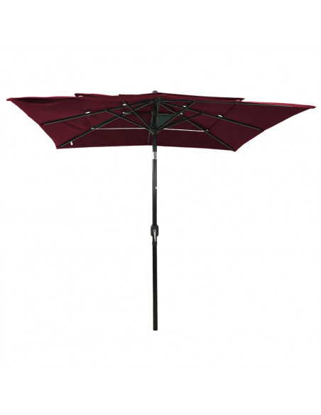 Ombrellone a 3 Livelli Palo in Alluminio Rosso Bordò 2,5x2,5 m