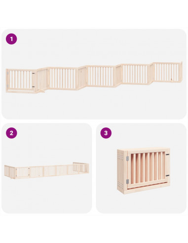 Cancello per Cani Porta Pieghevole 10 Pannelli 800 cm in Pioppo