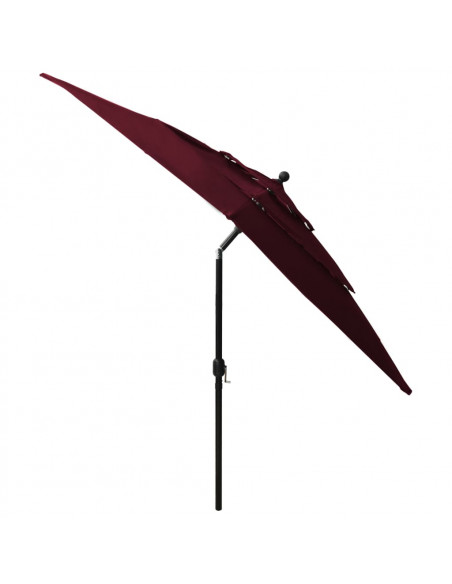 Ombrellone a 3 Livelli Palo in Alluminio Rosso Bordò 2,5x2,5 m