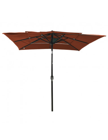 Ombrellone a 3 Livelli Palo in Alluminio Terracotta 2,5x2,5m