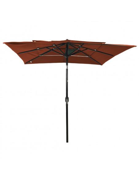 Ombrellone a 3 Livelli Palo in Alluminio Terracotta 2,5x2,5 m