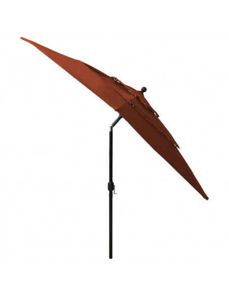Ombrellone a 3 Livelli Palo in Alluminio Terracotta 2,5x2,5 m