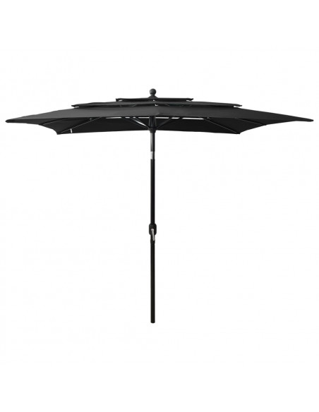 Ombrellone a 3 Livelli con Palo in Alluminio Nero 2,5x2,5 m
