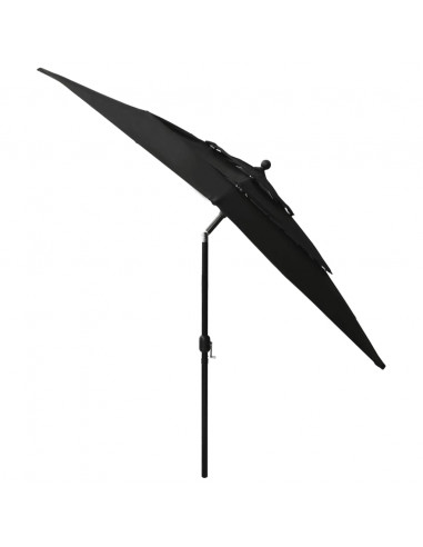 Ombrellone a 3 Livelli con Palo in Alluminio Nero 2,5x2,5 m