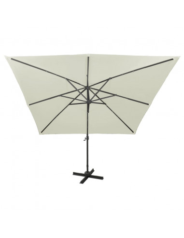 Ombrellone a Sbalzo con Palo e Luci a LED Sabbia 300 cm
