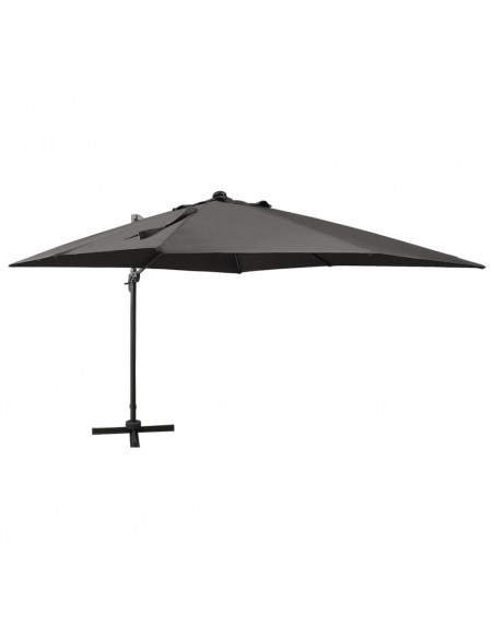 Ombrellone a Sbalzo con Palo e Luci a LED Antracite 300 cm