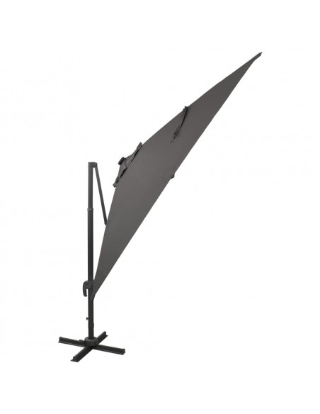 Ombrellone a Sbalzo con Palo e Luci a LED Antracite 300 cm