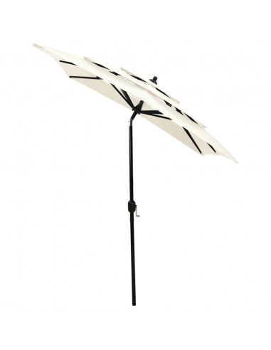 Ombrellone a 3 Livelli con Palo in Alluminio Sabbia 2x2 m