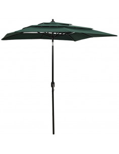 Ombrellone a 3 Livelli con Palo in Alluminio Verde 2x2 m 2