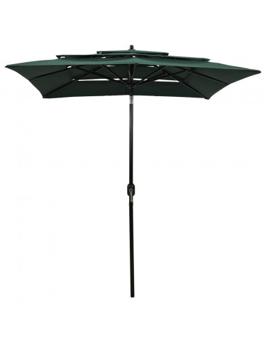 Ombrellone a 3 Livelli con Palo in Alluminio Verde 2x2 m