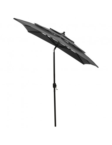 Ombrellone a 3 Livelli con Palo in Alluminio Antracite 2x2 m