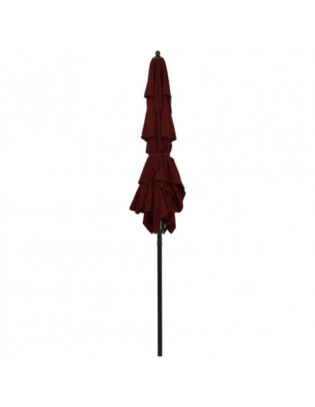 Ombrellone a 3 Livelli con Palo in Alluminio Rosso Bordò 2x2 m