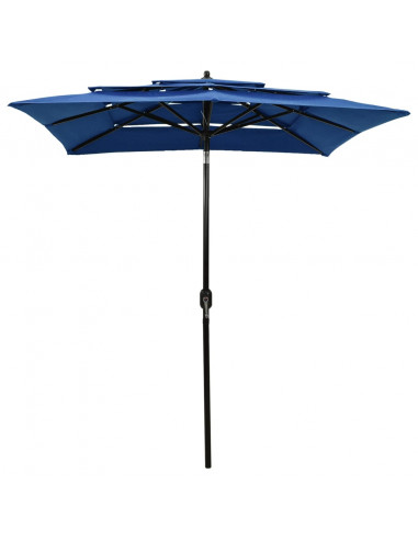 Ombrellone da Giardino 3 Livelli Palo in Alluminio Azzurro 2x2m