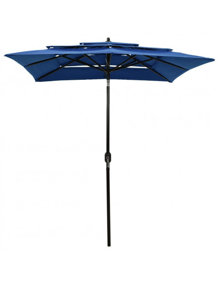 Ombrellone da Giardino 3 Livelli Palo in Alluminio Azzurro 2x2m