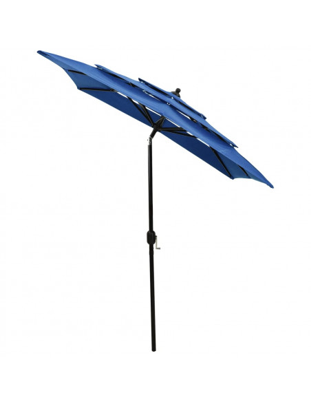 Ombrellone da Giardino 3 Livelli Palo in Alluminio Azzurro 2x2m