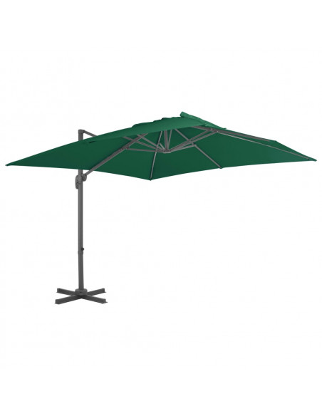 Ombrellone a Sbalzo con Palo Alluminio Verde 300x300 cm