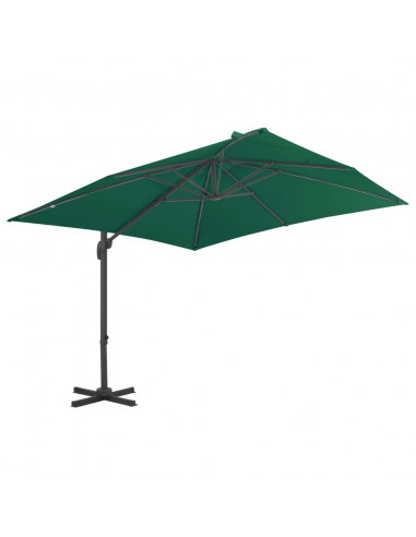 Ombrellone a Sbalzo con Palo Alluminio Verde 300x300 cm
