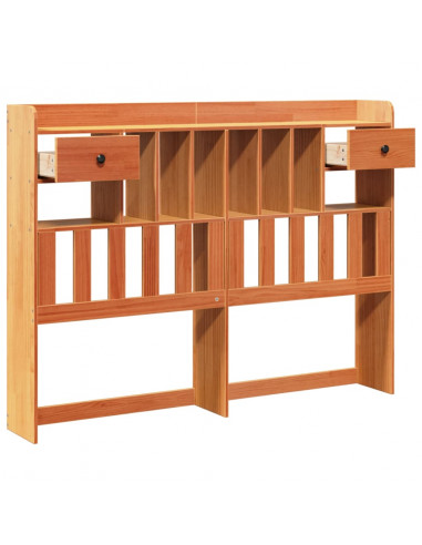 Testiera con Ripiani Marrone Cera 160 cm in Legno di Pino