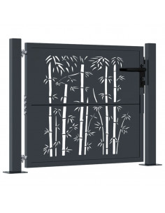 Cancello Giardino Antracite 105x80 cm in Acciaio Design Bambù 2