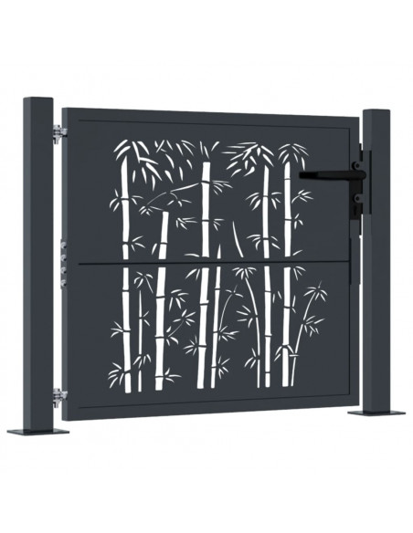 Cancello Giardino Antracite 105x80 cm in Acciaio Design Bambù
