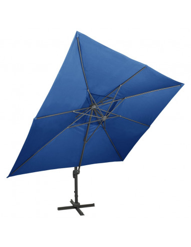Ombrellone a Sbalzo con Doppia Copertura 400x300 cm Azzurro