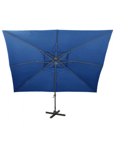 Ombrellone a Sbalzo con Doppia Copertura 400x300 cm Azzurro