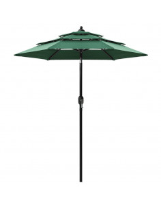 Ombrellone a 3 Livelli con Palo in Alluminio Verde 2 m 2