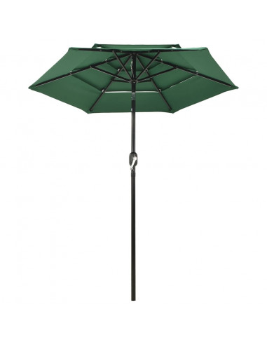 Ombrellone a 3 Livelli con Palo in Alluminio Verde 2 m