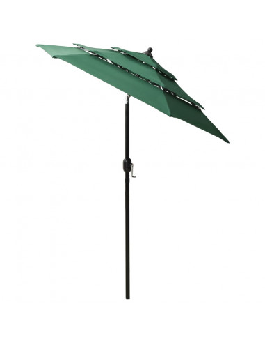 Ombrellone a 3 Livelli con Palo in Alluminio Verde 2 m