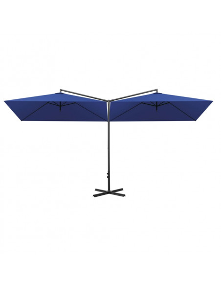 Ombrellone Doppio con Palo in Acciaio Azzurro 600x300 cm
