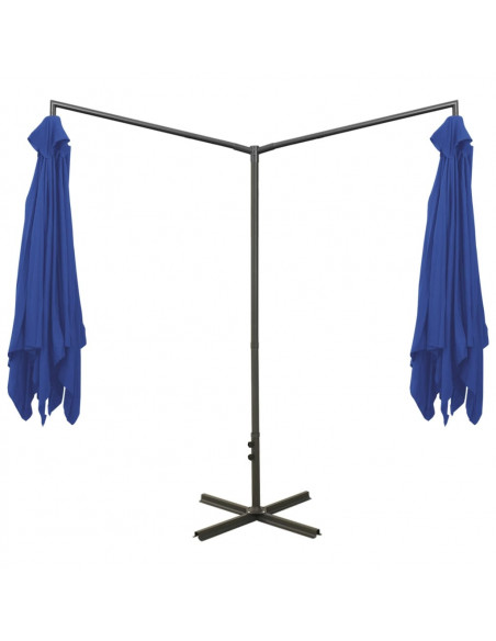 Ombrellone Doppio con Palo in Acciaio Azzurro 600x300 cm