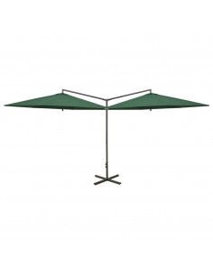 Ombrellone Doppio con Palo in Acciaio Verde 600 cm 2