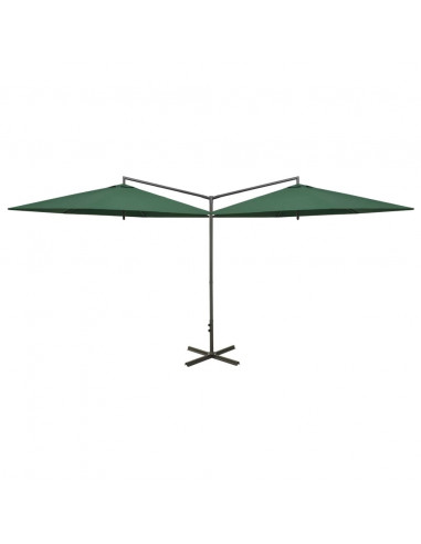 Ombrellone Doppio con Palo in Acciaio Verde 600 cm