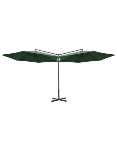 Ombrellone Doppio con Palo in Acciaio Verde 600 cm