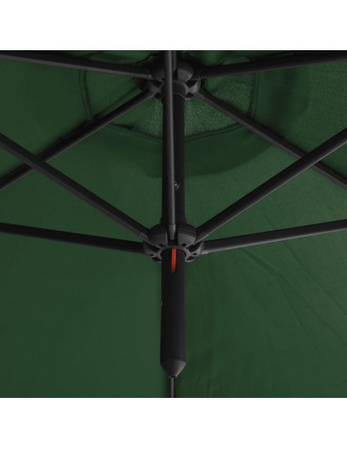Ombrellone Doppio con Palo in Acciaio Verde 600 cm