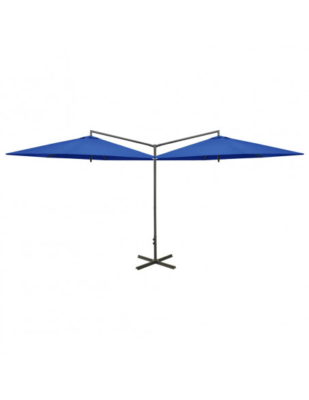 Ombrellone Doppio con Palo in Acciaio Azzurro 600 cm