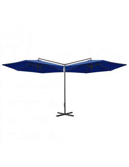 Ombrellone Doppio con Palo in Acciaio Azzurro 600 cm